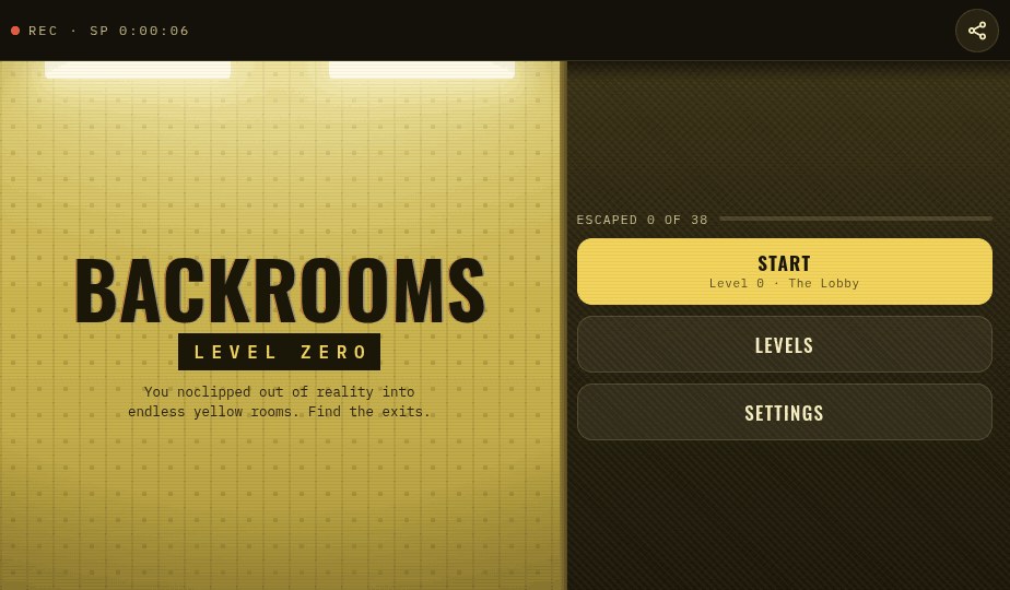 Backrooms Level Zero — Main menu